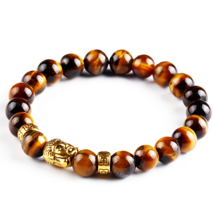 Tiger Eye Lava Stone Bead Buddha Bracelet