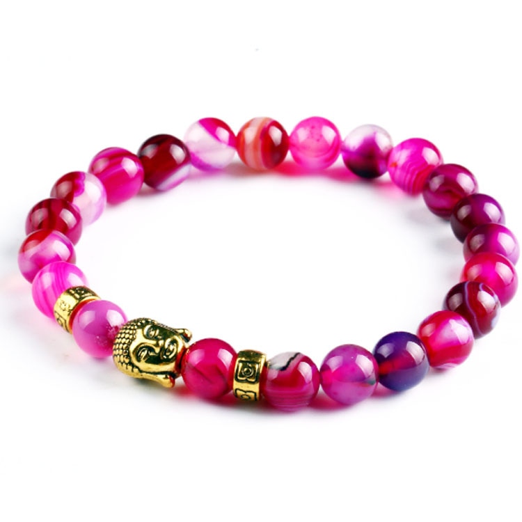 Tiger Eye Lava Stone Bead Buddha Bracelet