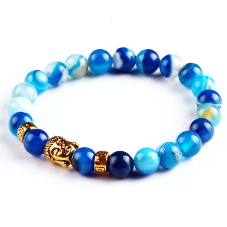 Tiger Eye Lava Stone Bead Buddha Bracelet
