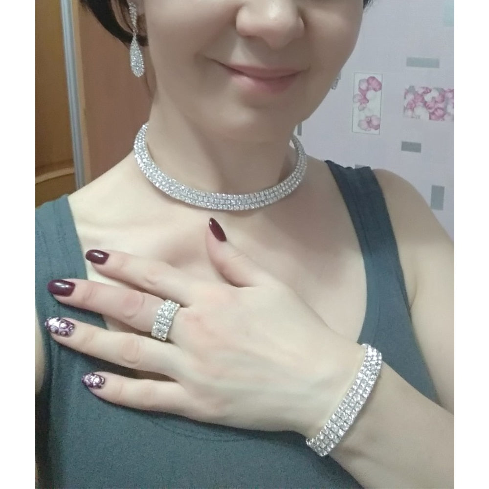 Australia Crystal Long Earring Bridal Jewelry Sets