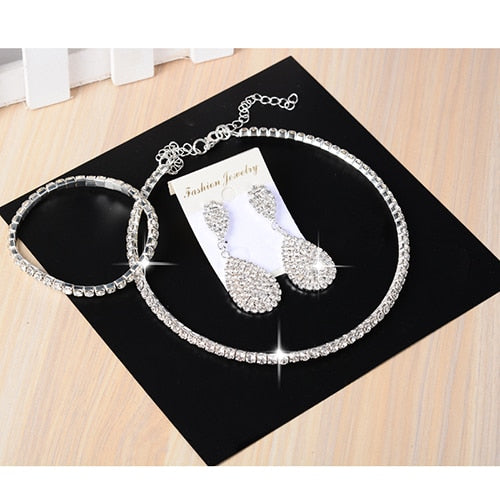 Australia Crystal Long Earring Bridal Jewelry Sets