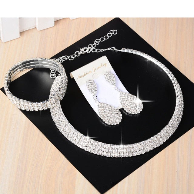 Australia Crystal Long Earring Bridal Jewelry Sets