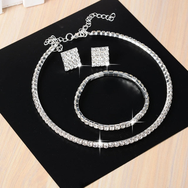 Australia Crystal Long Earring Bridal Jewelry Sets