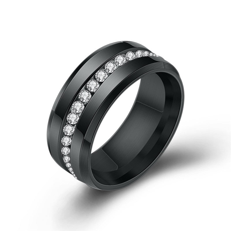 Black and Silver Color Titanium Stainless Steel Rings For Women