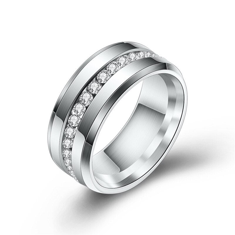 Black and Silver Color Titanium Stainless Steel Rings For Women