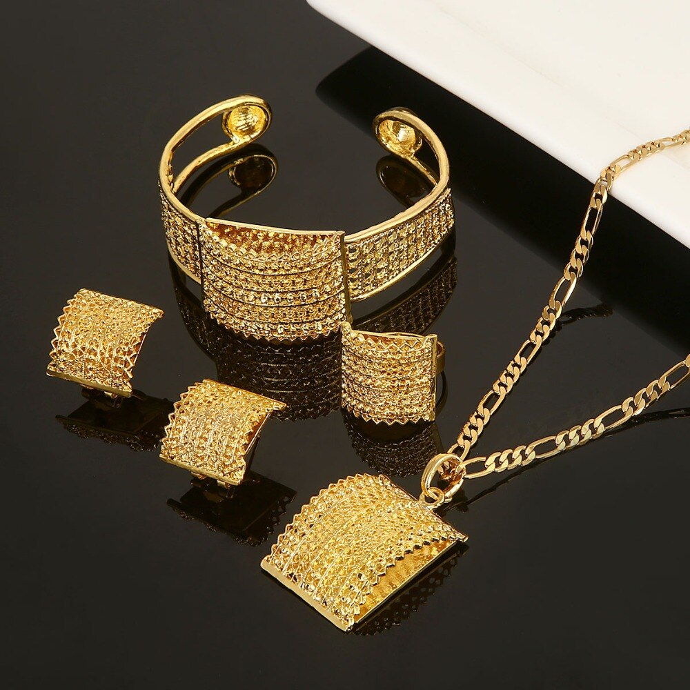 Bride Wedding Pendant Necklace Bangle Earring Ring  Sets
