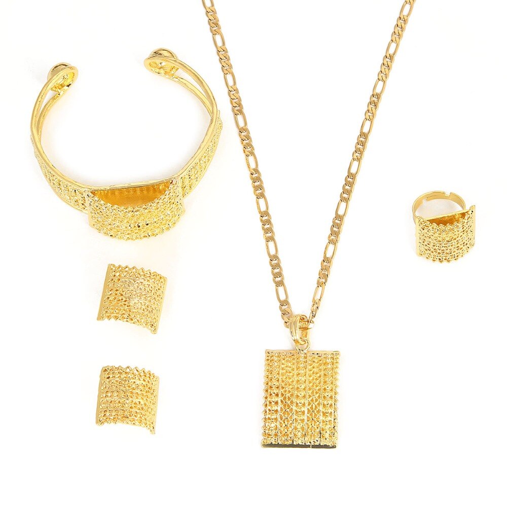 Bride Wedding Pendant Necklace Bangle Earring Ring  Sets