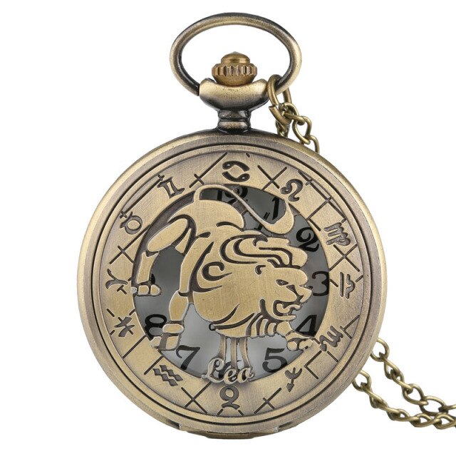 12 Constellation Astrology Zodiac Retro Pocket Watch