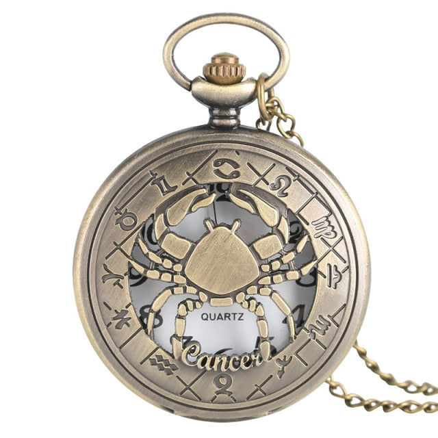 12 Constellation Astrology Zodiac Retro Pocket Watch