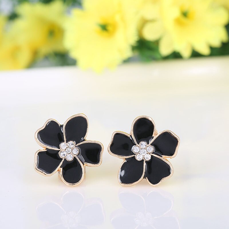Korea Style Flower Shape Enamel Clip on Earrings
