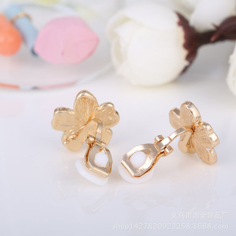 Korea Style Flower Shape Enamel Clip on Earrings