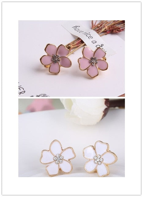 Korea Style Flower Shape Enamel Clip on Earrings