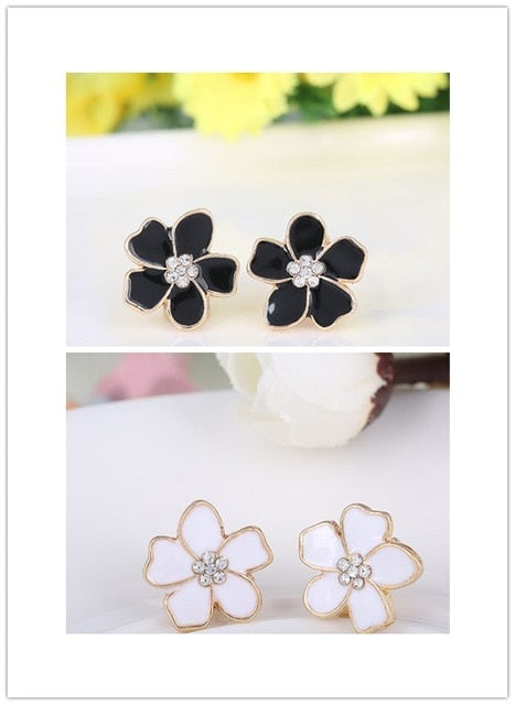 Korea Style Flower Shape Enamel Clip on Earrings