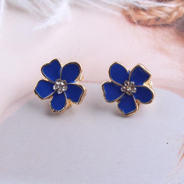 Korea Style Flower Shape Enamel Clip on Earrings