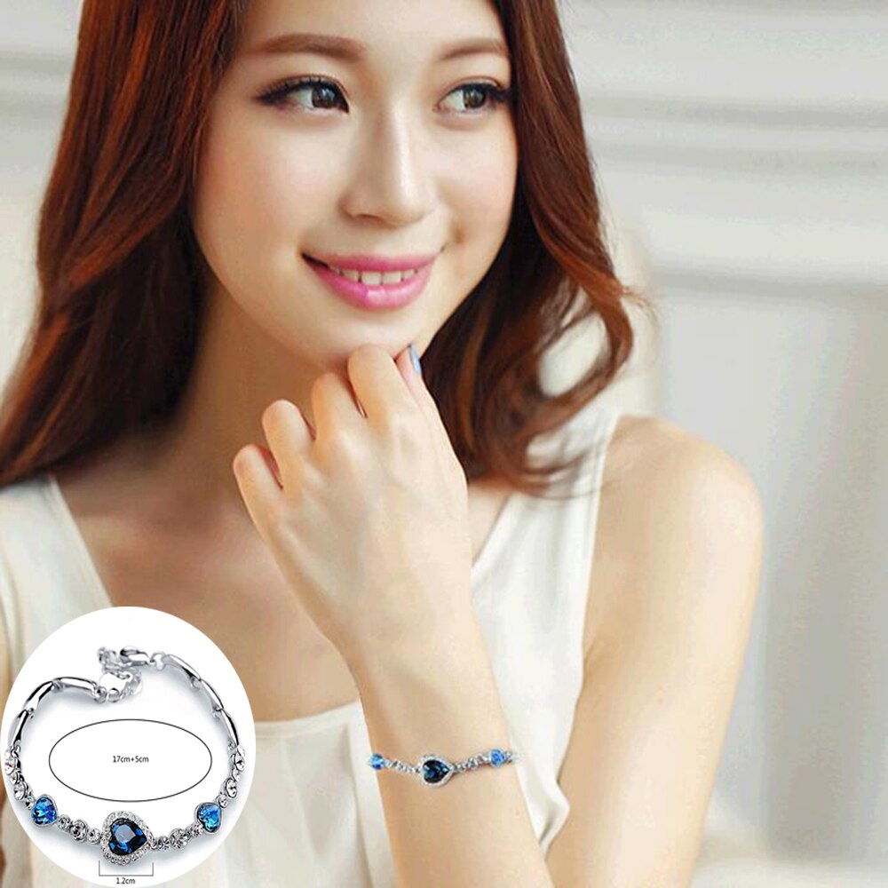 Ladies Crystal Rhinestone Bangle Ocean Blue Bracelet