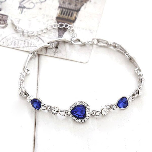Ladies Crystal Rhinestone Bangle Ocean Blue Bracelet