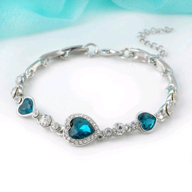 Ladies Crystal Rhinestone Bangle Ocean Blue Bracelet