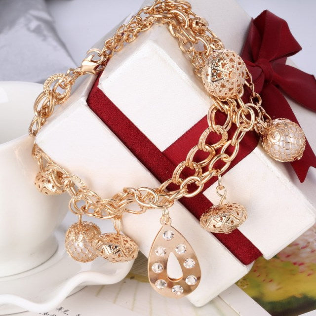 Mulitlayer Gold Color Chain Heart Bracelets & Bangles