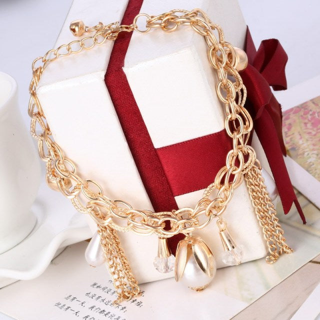 Mulitlayer Gold Color Chain Heart Bracelets & Bangles