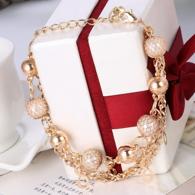 Mulitlayer Gold Color Chain Heart Bracelets & Bangles
