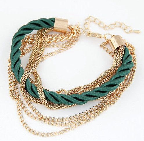 Mulitlayer Gold Color Chain Heart Bracelets & Bangles