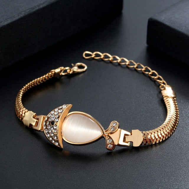 Mulitlayer Gold Color Chain Heart Bracelets & Bangles