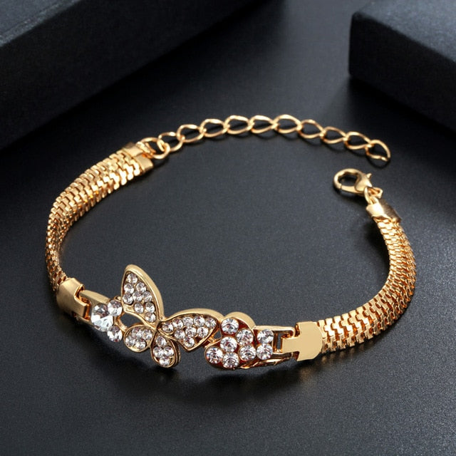 Mulitlayer Gold Color Chain Heart Bracelets & Bangles