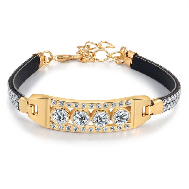 Mulitlayer Gold Color Chain Heart Bracelets & Bangles