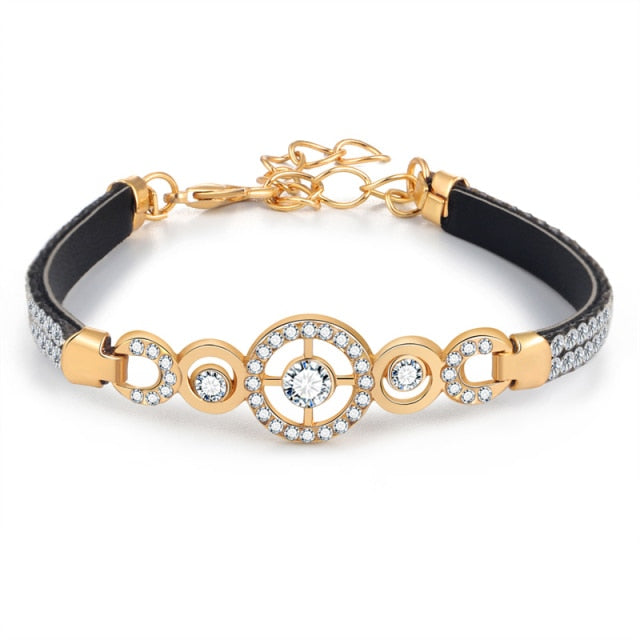 Mulitlayer Gold Color Chain Heart Bracelets & Bangles