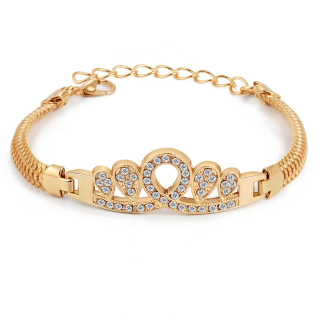 Mulitlayer Gold Color Chain Heart Bracelets & Bangles