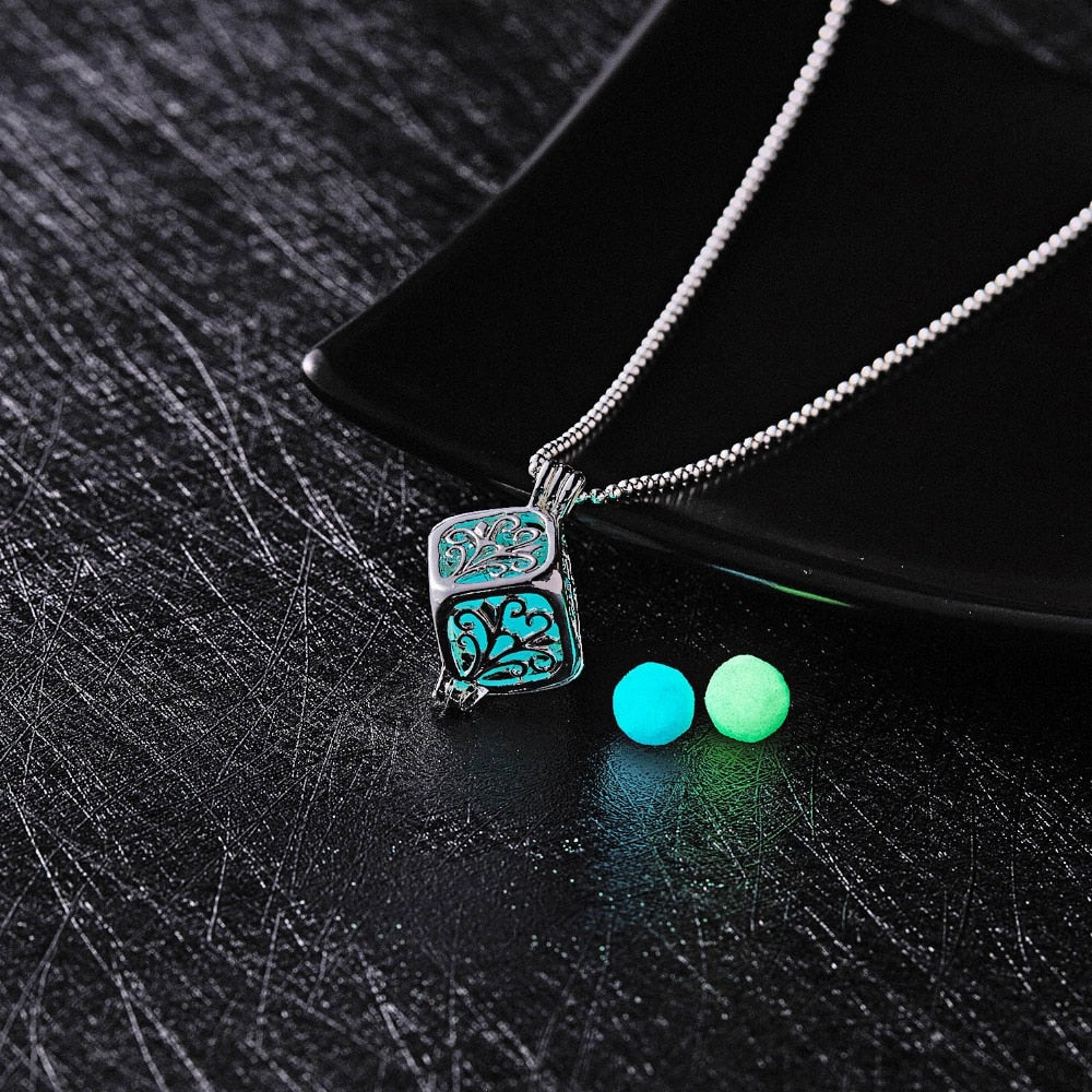 Glow In The Dark Necklace Moon Square Heart Necklaces