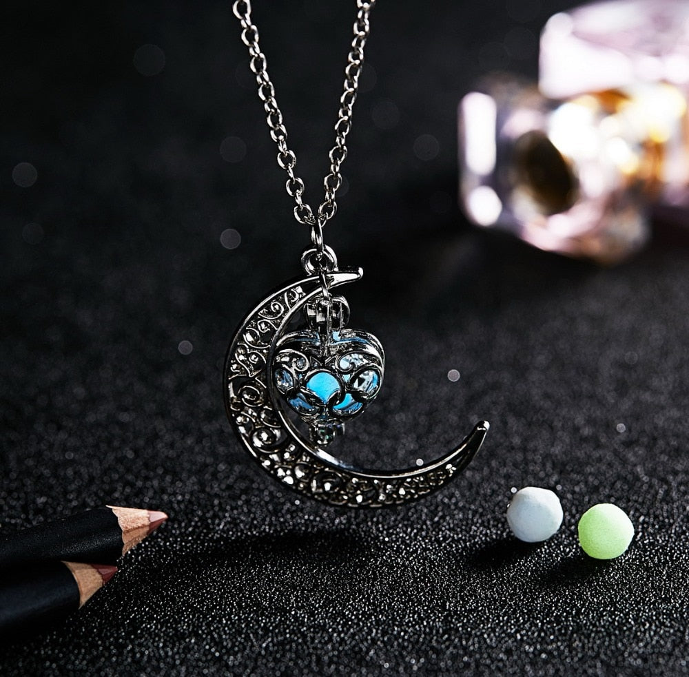 Glow In The Dark Necklace Moon Square Heart Necklaces