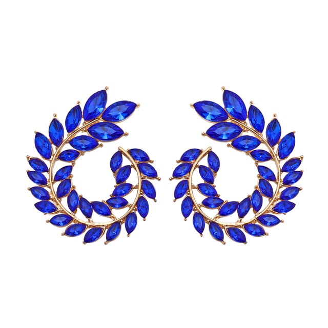 Bohemian Rhinestone Gold Color Leaf Earring&Necklace Set