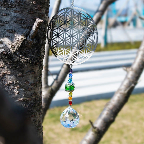 Rainbow Maker Crystal Flower of Life Suncatcher
