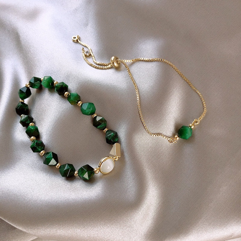 Korean Luxury Green Natural Stone Bracelet