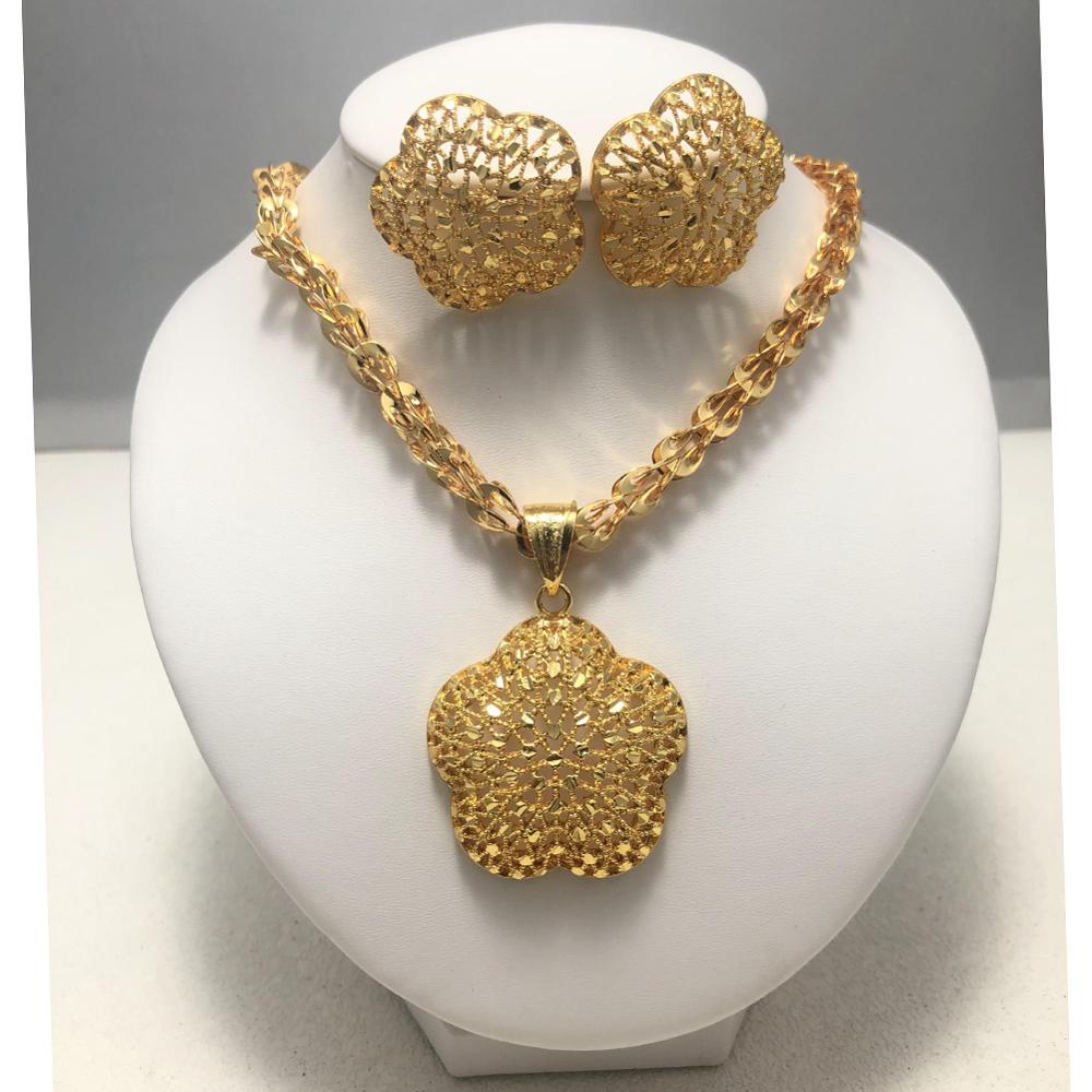 luxury dubai Arab Africa Flower jewelry set