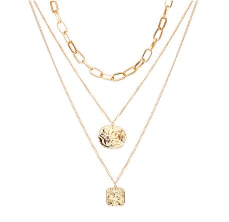 Fashion Multi Layer Lock Portrait Pendants Necklaces