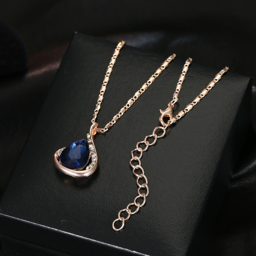 Water drop pendant  Earrings For Women Silver Color Jewelery Sets
