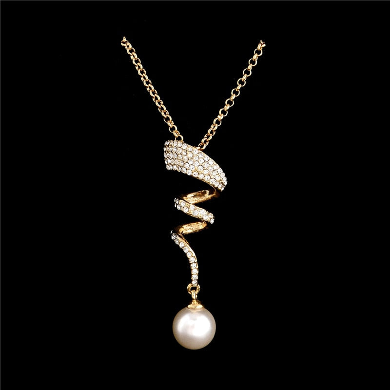 Classic Imitation Pearl necklace Gold Color jewelry set