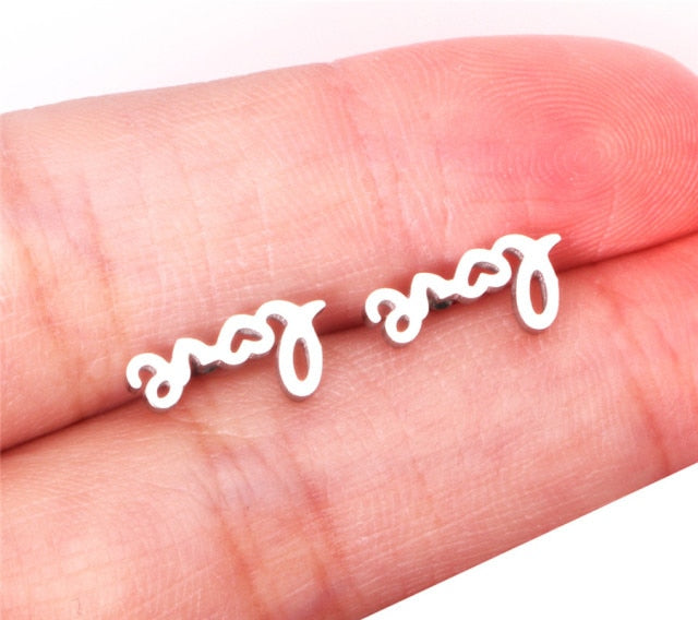 Girl Earrings Star/Love Letter/Stainless Steel Stud Earring