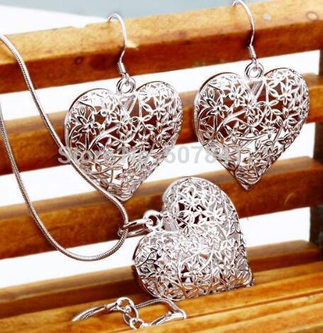 charms wedding color silver jewelry party set