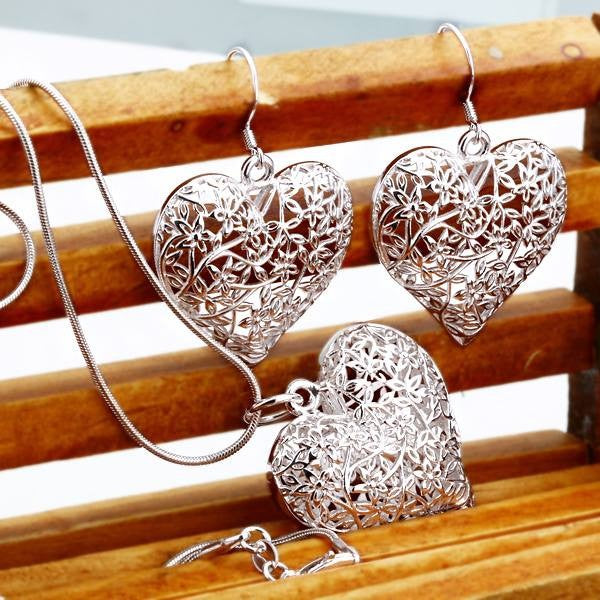 charms wedding color silver jewelry party set