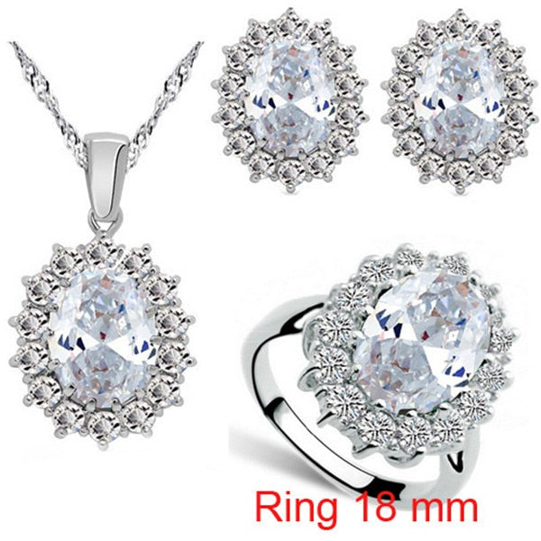 Fashion Blue Crystal Stone Wedding Jewelry Sets