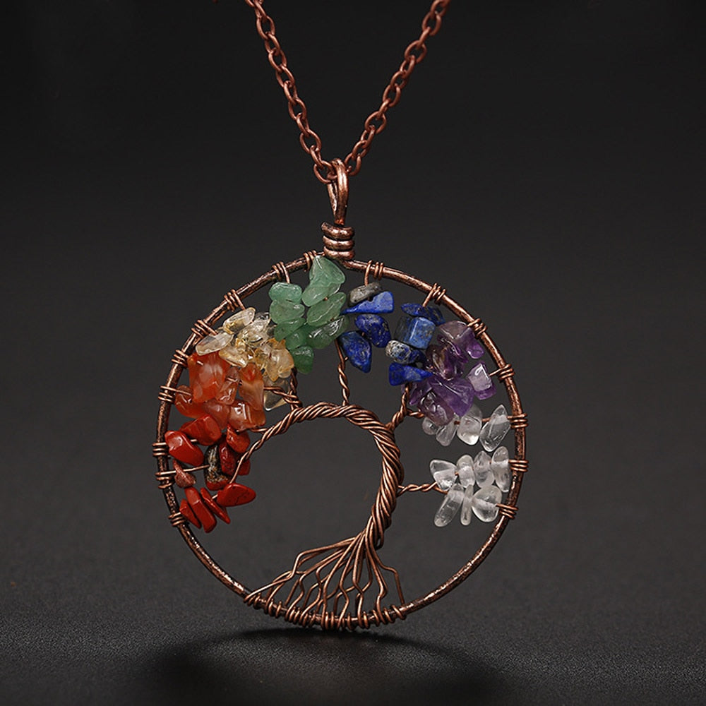 Reiki Colorful Tree Of Life  Chain Necklaces