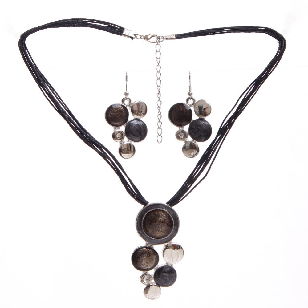 Geometry Circle Pendant Necklace Earring Sets