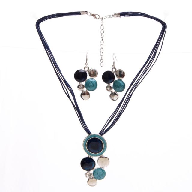 Geometry Circle Pendant Necklace Earring Sets