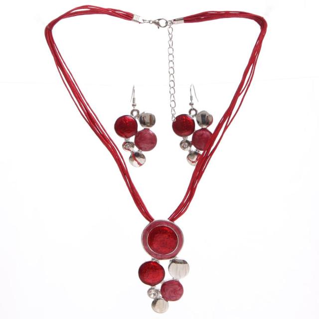 Geometry Circle Pendant Necklace Earring Sets