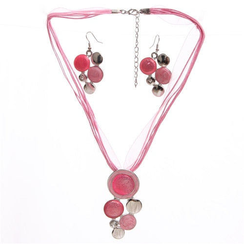 Geometry Circle Pendant Necklace Earring Sets
