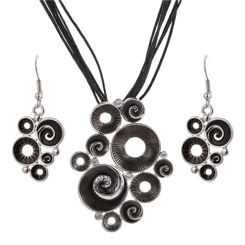 Geometry Circle Pendant Necklace Earring Sets
