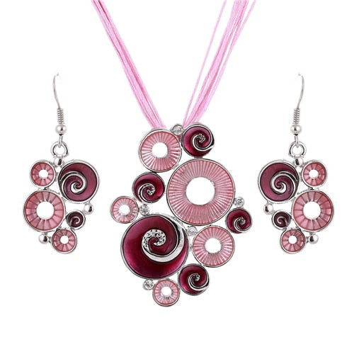 Geometry Circle Pendant Necklace Earring Sets